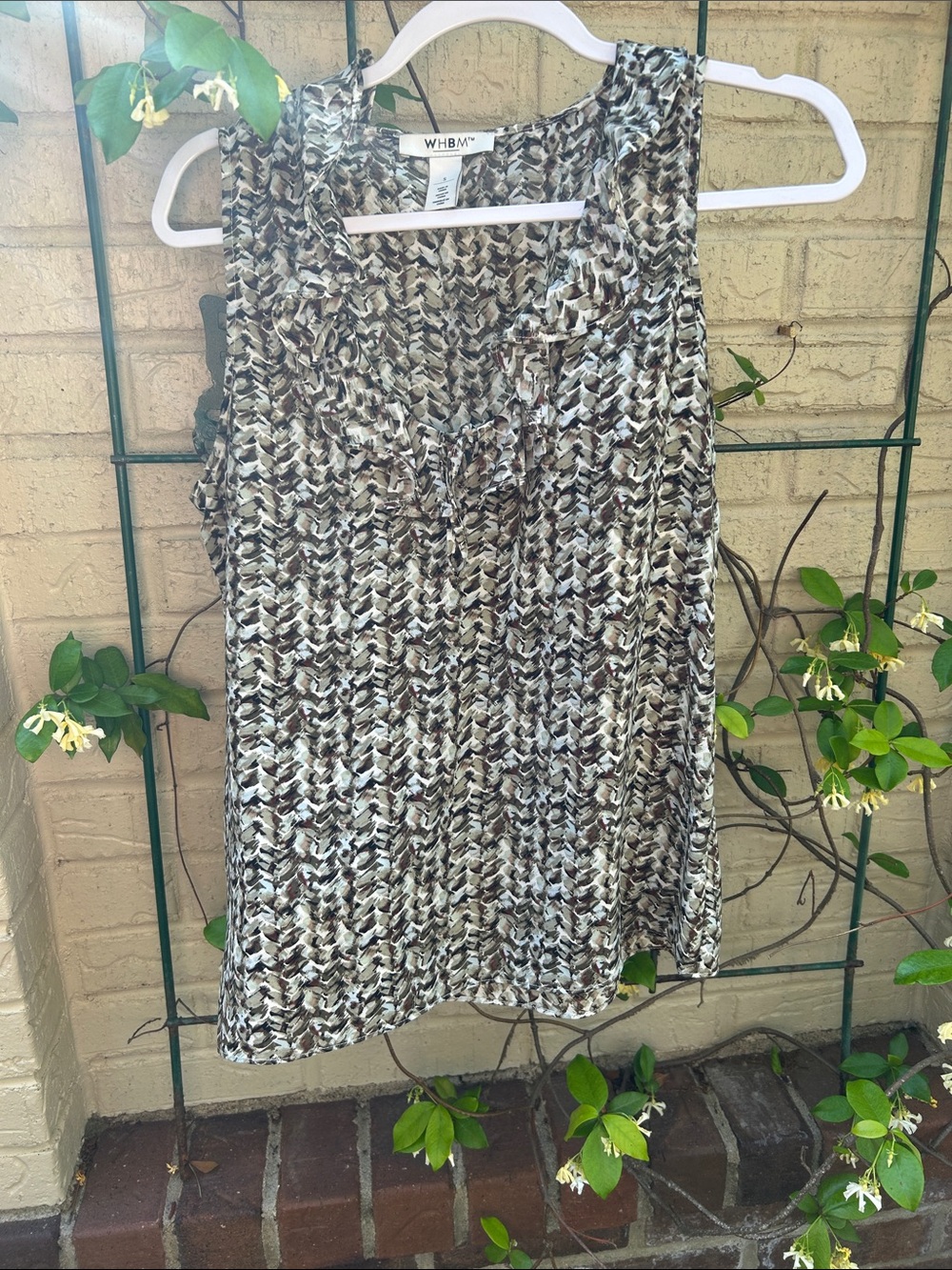 White House Black Market Neutral Printed Sleeveless Top